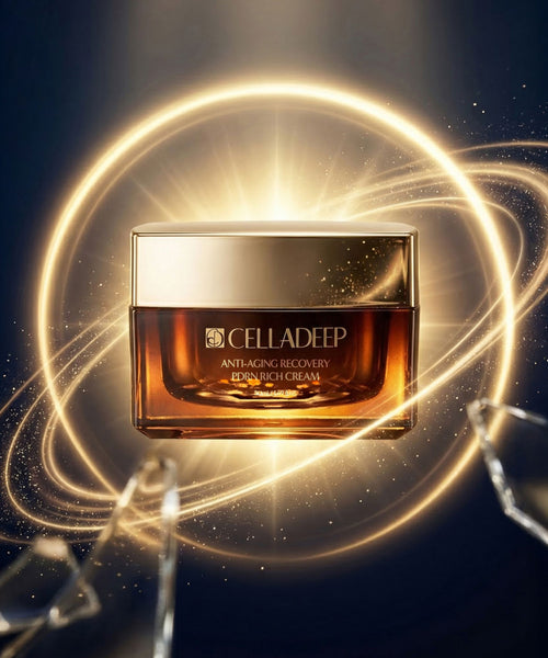 CELLADEEP PDRN Rich Cream jar with gold light rings