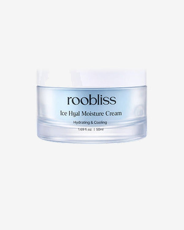 roobliss Ice Hyal Moisture Cream jar with ice and water droplets